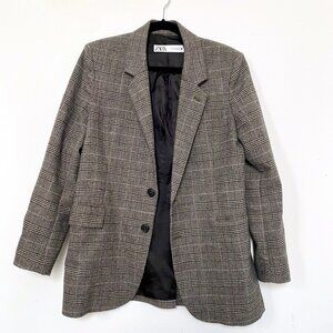 Zara: Gray/Black/Beige Pinstripe Blazer